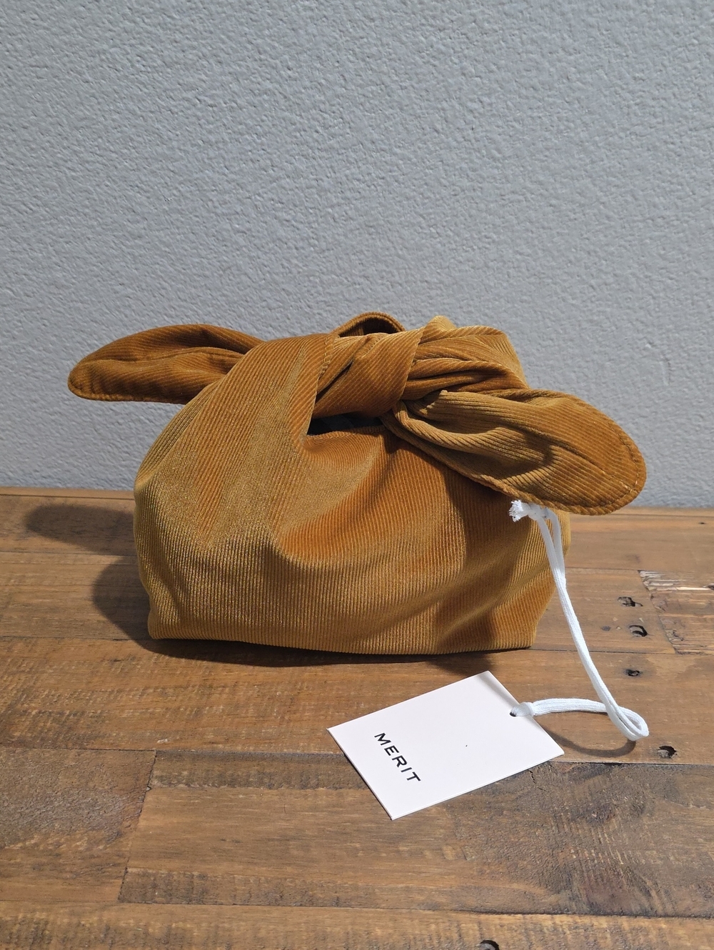 Merit  Bow-Top Corduroy Cosmetic Pouch